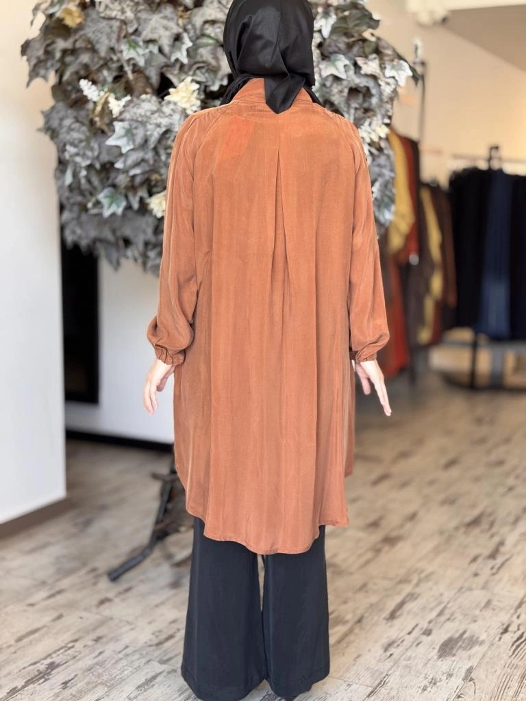 Misswhence Torba Cepli Çıtçıtlı Cupra İpek Gömlek 37302