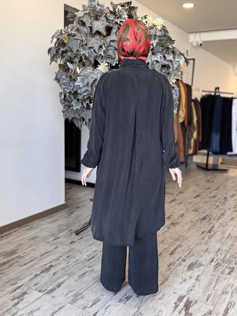 Misswhence Torba Cepli Çıtçıtlı Cupra İpek Gömlek 37302