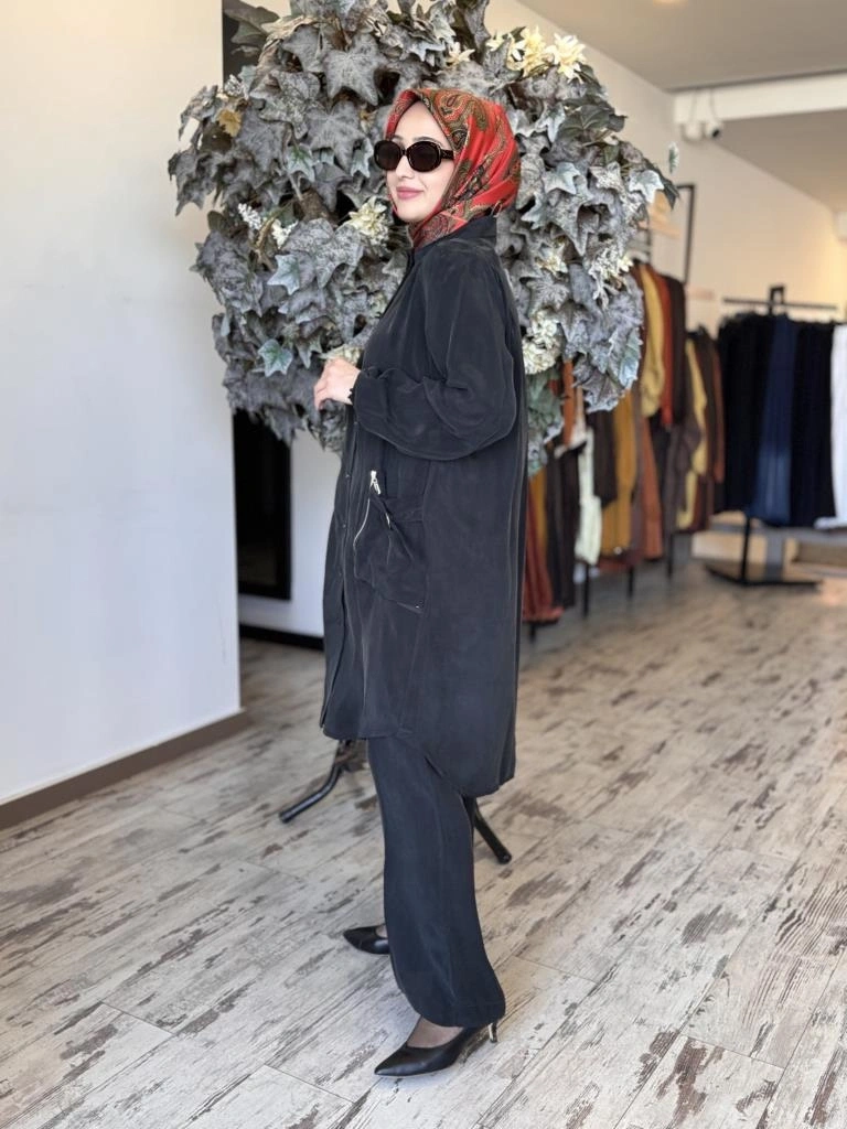 Misswhence Torba Cepli Çıtçıtlı Cupra İpek Gömlek 37302