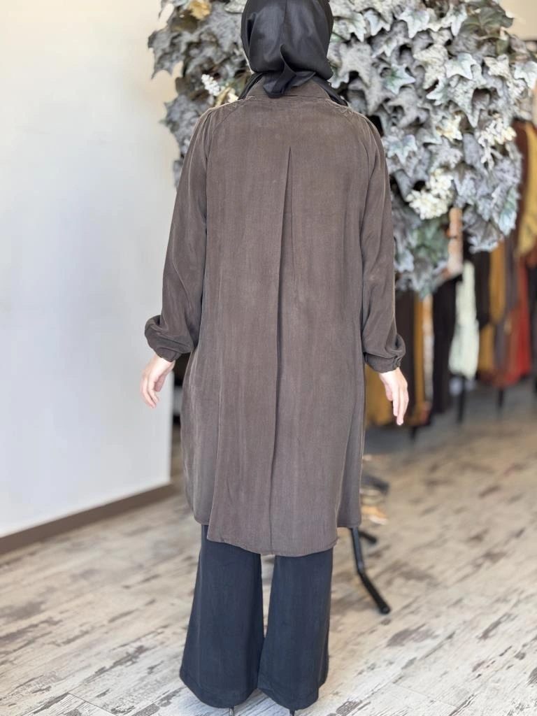 Misswhence Torba Cepli Çıtçıtlı Cupra İpek Gömlek 37302