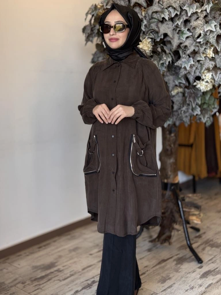 Misswhence Torba Cepli Çıtçıtlı Cupra İpek Gömlek 37302