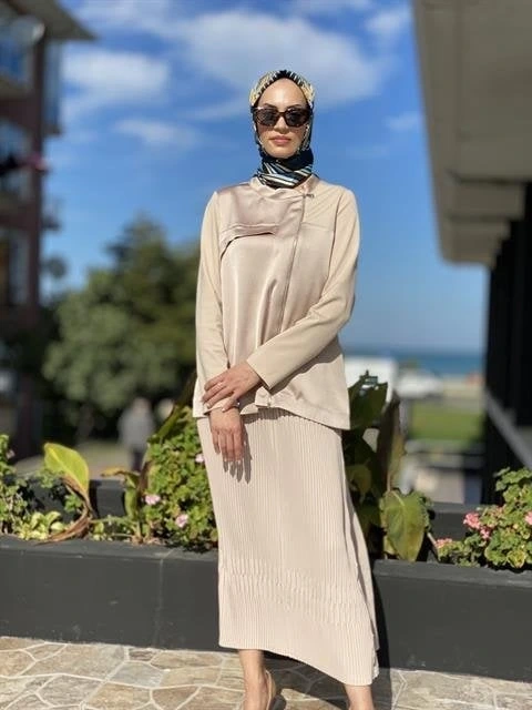 Misswhence Yandan Fermuarlı Pliseli Etek ( KİREMİT-YEŞİL VE ZÜMRÜT İÇİN GEÇERLİ)34903