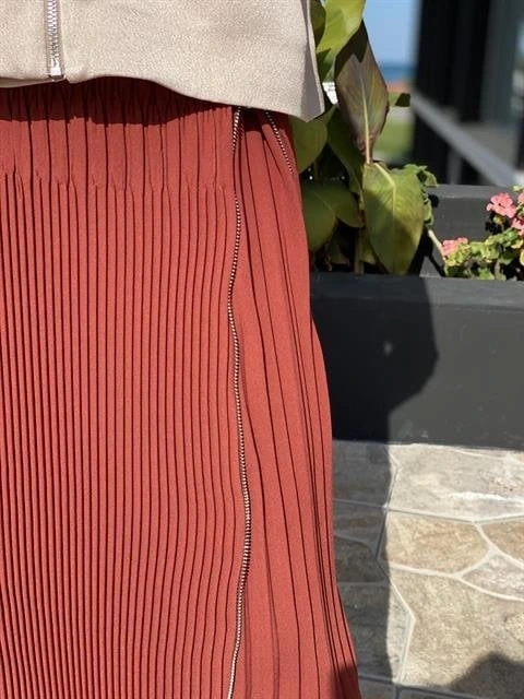 Misswhence Yandan Fermuarlı Pliseli Etek ( KİREMİT-YEŞİL VE ZÜMRÜT İÇİN GEÇERLİ)34903