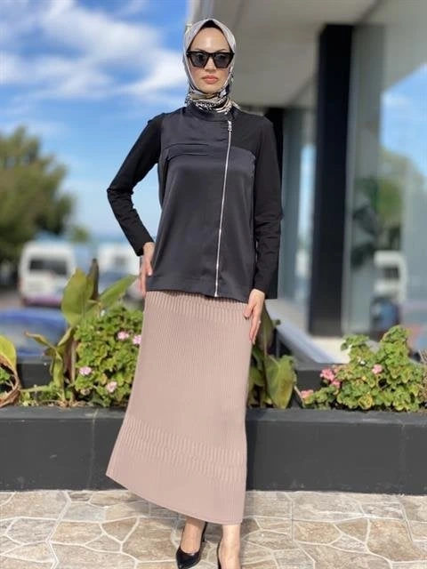 Misswhence Yandan Fermuarlı Pliseli Etek ( KİREMİT-YEŞİL VE ZÜMRÜT İÇİN GEÇERLİ)34903