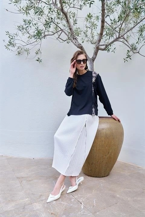 Misswhence Yandan Fermuarlı Pliseli Etek ( KİREMİT-YEŞİL VE ZÜMRÜT İÇİN GEÇERLİ)34903