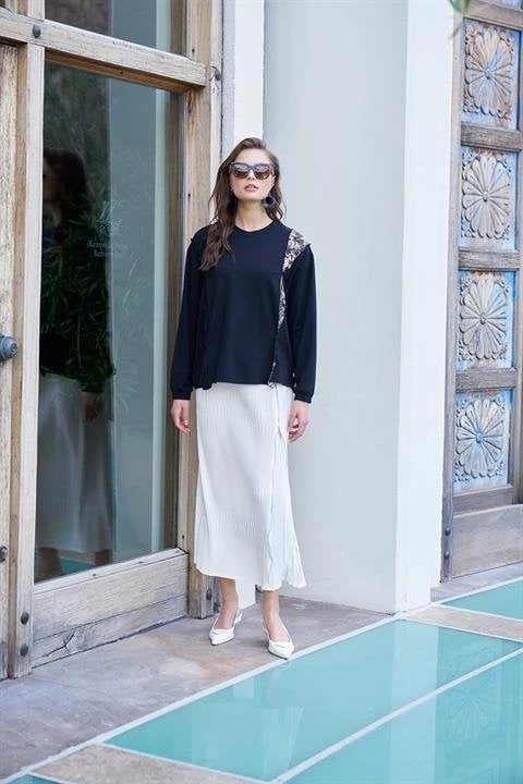 Misswhence Yandan Fermuarlı Pliseli Etek ( KİREMİT-YEŞİL VE ZÜMRÜT İÇİN GEÇERLİ)34903