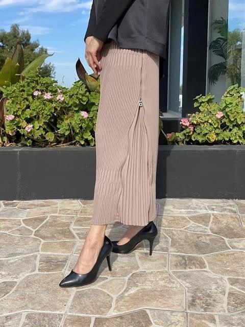 Misswhence Yandan Fermuarlı Pliseli Etek ( KİREMİT-YEŞİL VE ZÜMRÜT İÇİN GEÇERLİ)34903