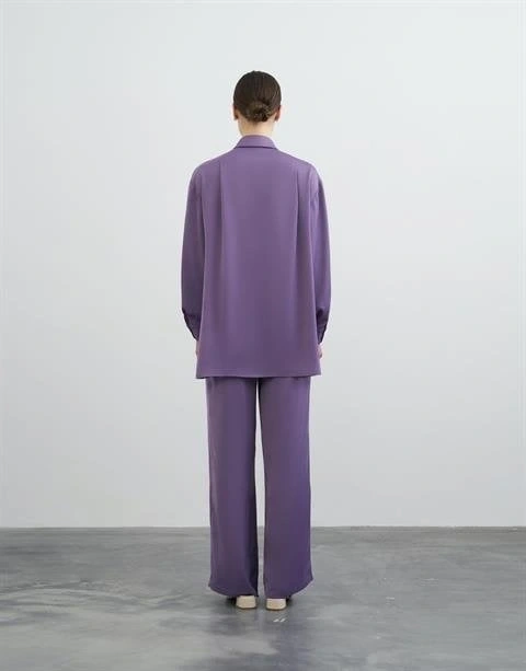 QooQ Saten Bol Paça Lila Pantolon 23SS316