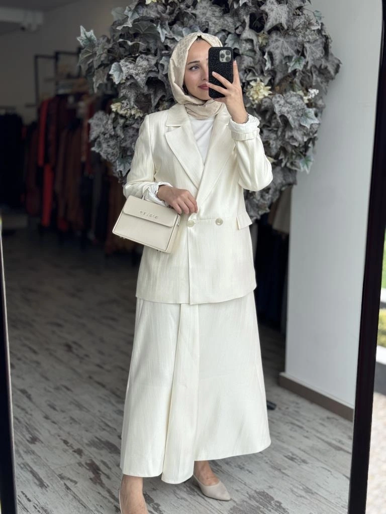 QooQ Store İnci Ceket Etek Takım 25SS628