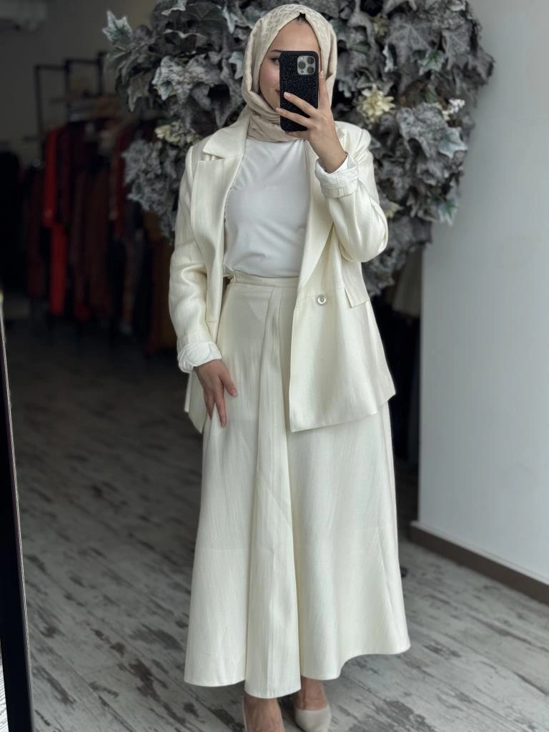 QooQ Store İnci Ceket Etek Takım 25SS628