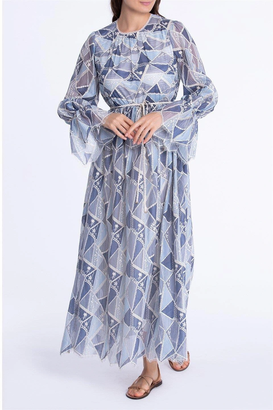 Qui Dantelli Mavi Elbise (11208)