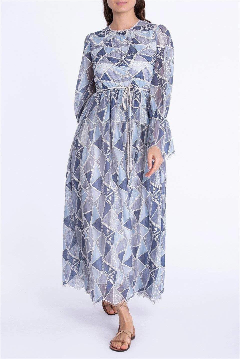 Qui Dantelli Mavi Elbise (11208)