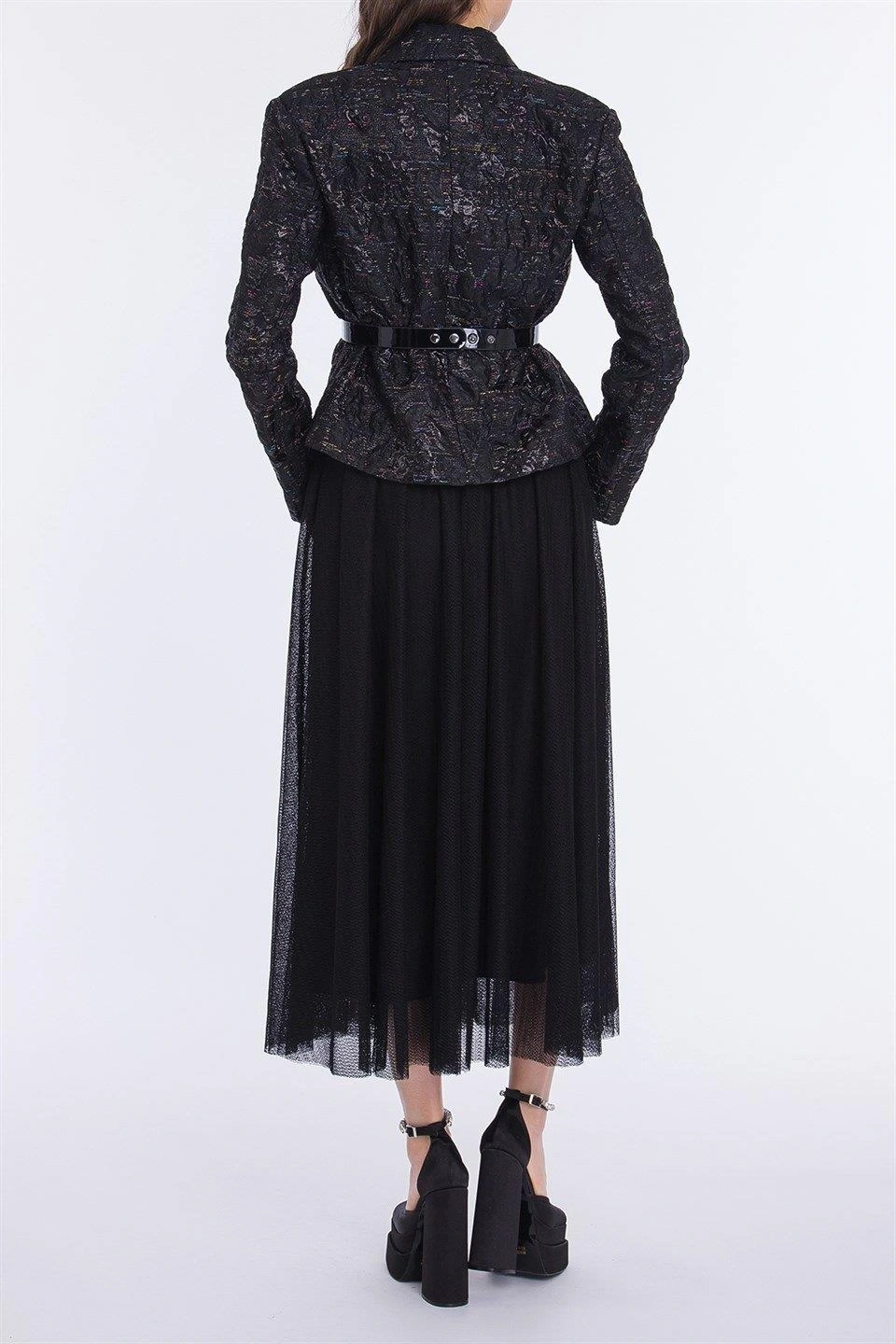 Qui Siyah Brokar Ceket (61074)