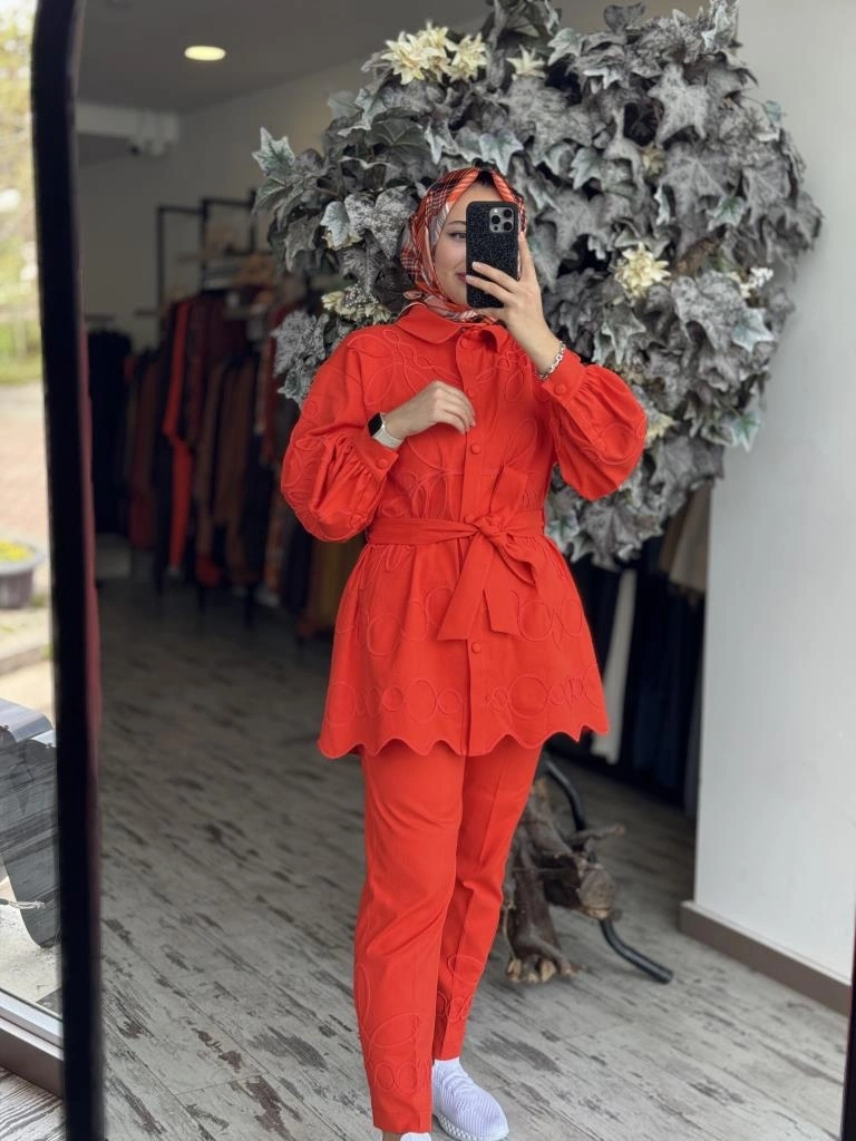 Qupra Biye Nakış İşlemeli Kap Pantolon Takım WAB82030