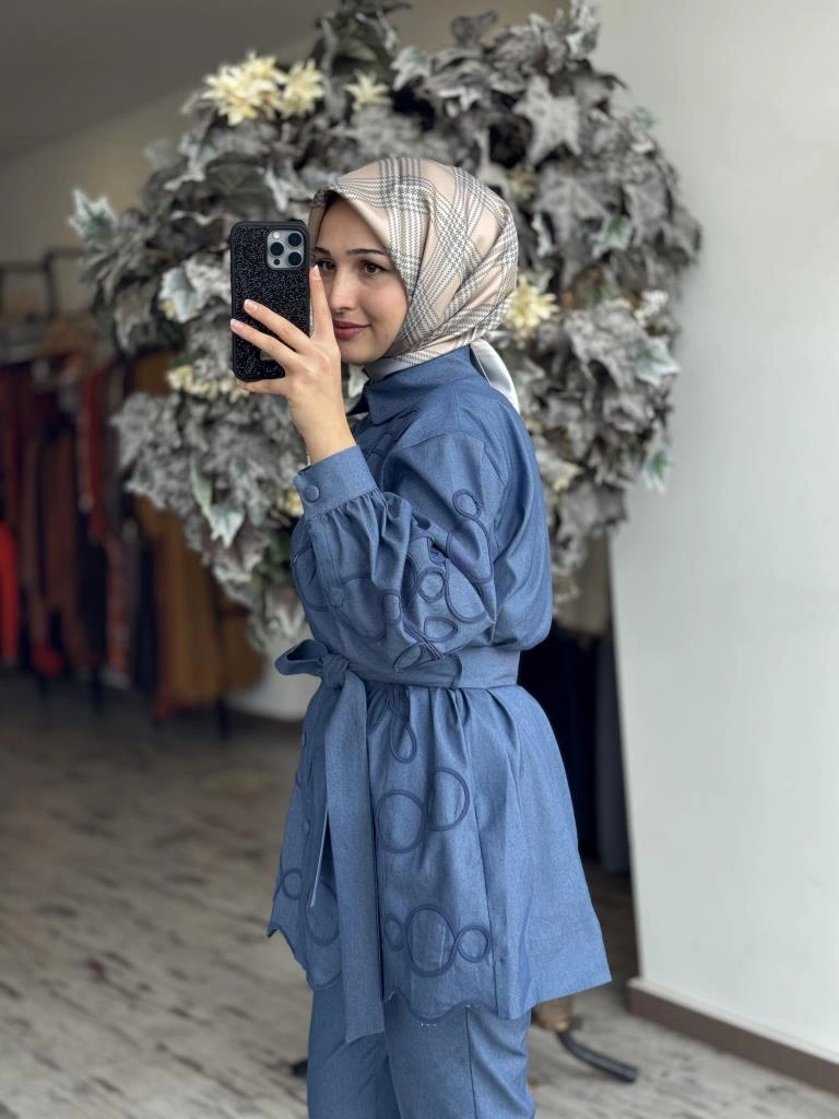 Qupra Biye Nakış İşlemeli Kap Pantolon Takım WAB82030