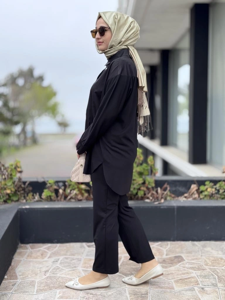 Qupra Çıtçıtlı Modal Poplin Tunik Pantolon Takım WAB82011