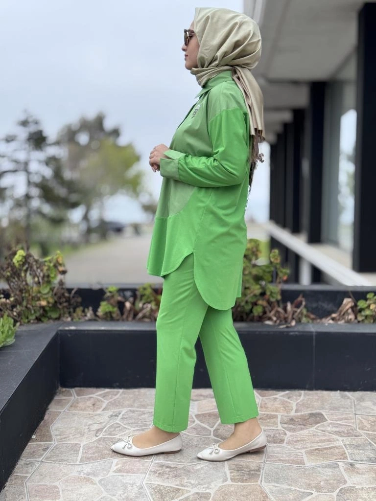 Qupra Çıtçıtlı Modal Poplin Tunik Pantolon Takım WAB82011