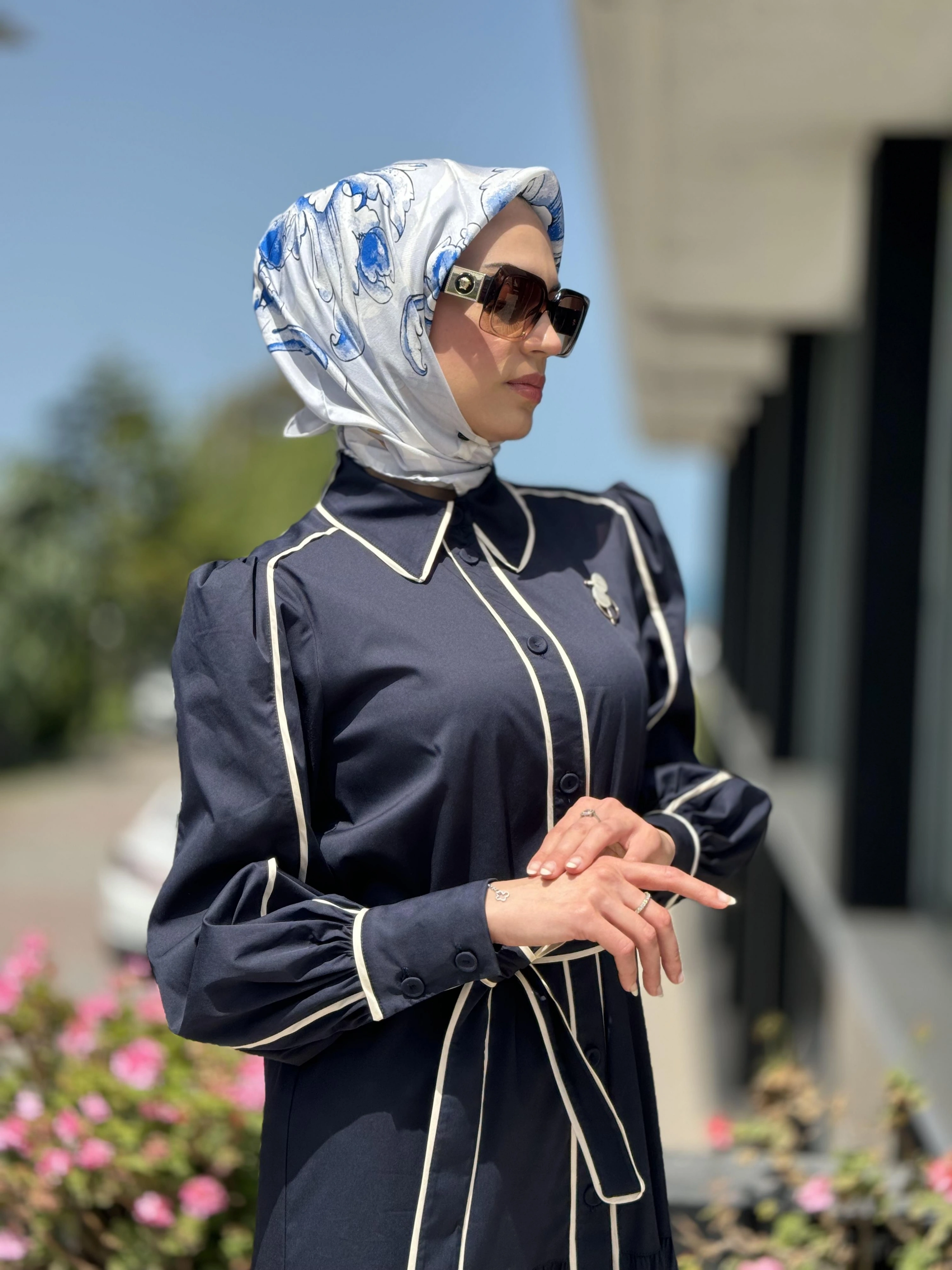 Qupra Düğmeli Kuşaklı Astarlı Poplin Elbise QAY65007