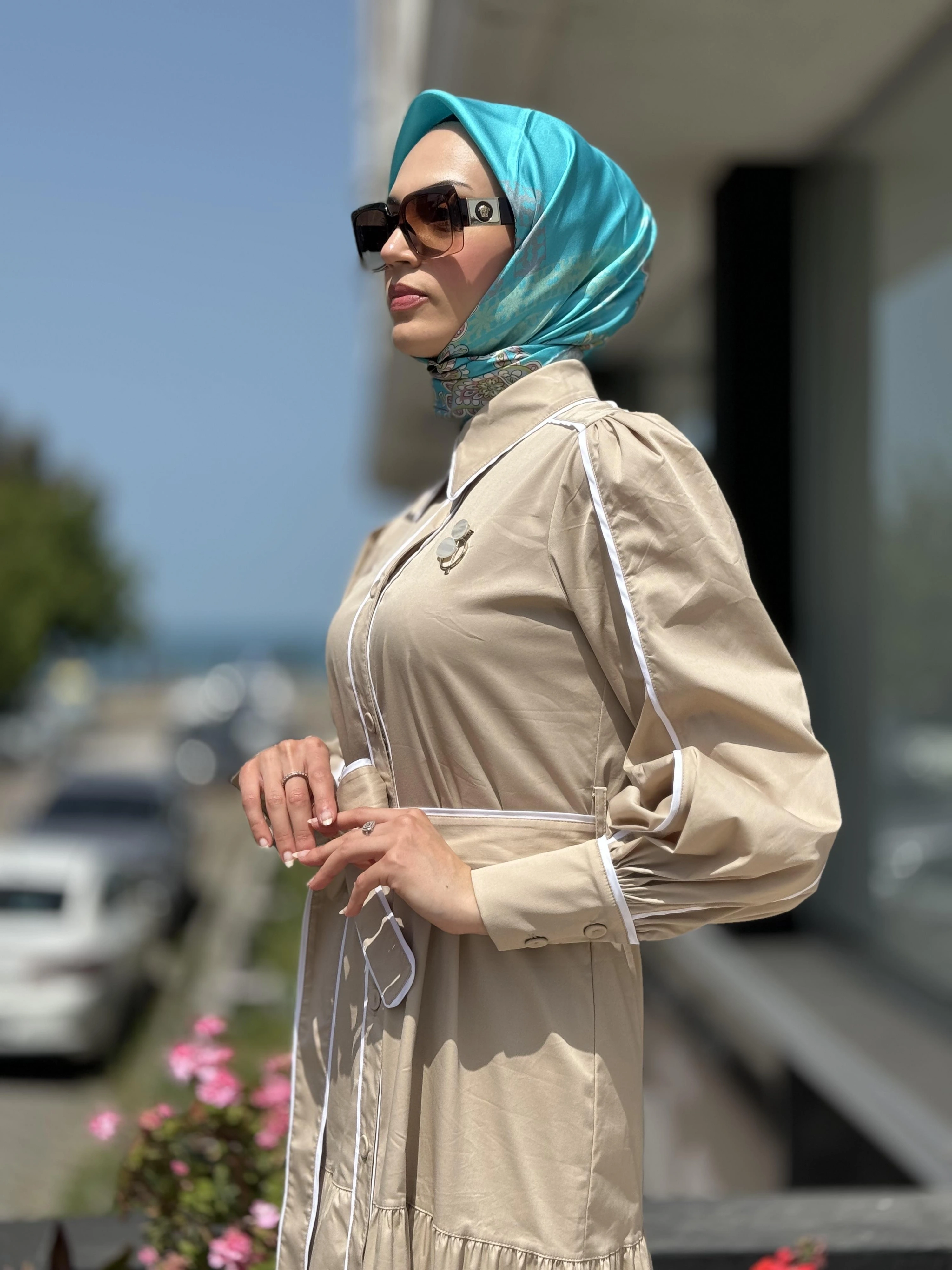 Qupra Düğmeli Kuşaklı Astarlı Poplin Elbise QAY65007