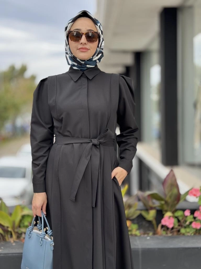 Qupra Etek Ucu Nakış İşlemeli Omuz Detaylı ElbiseWAC95003