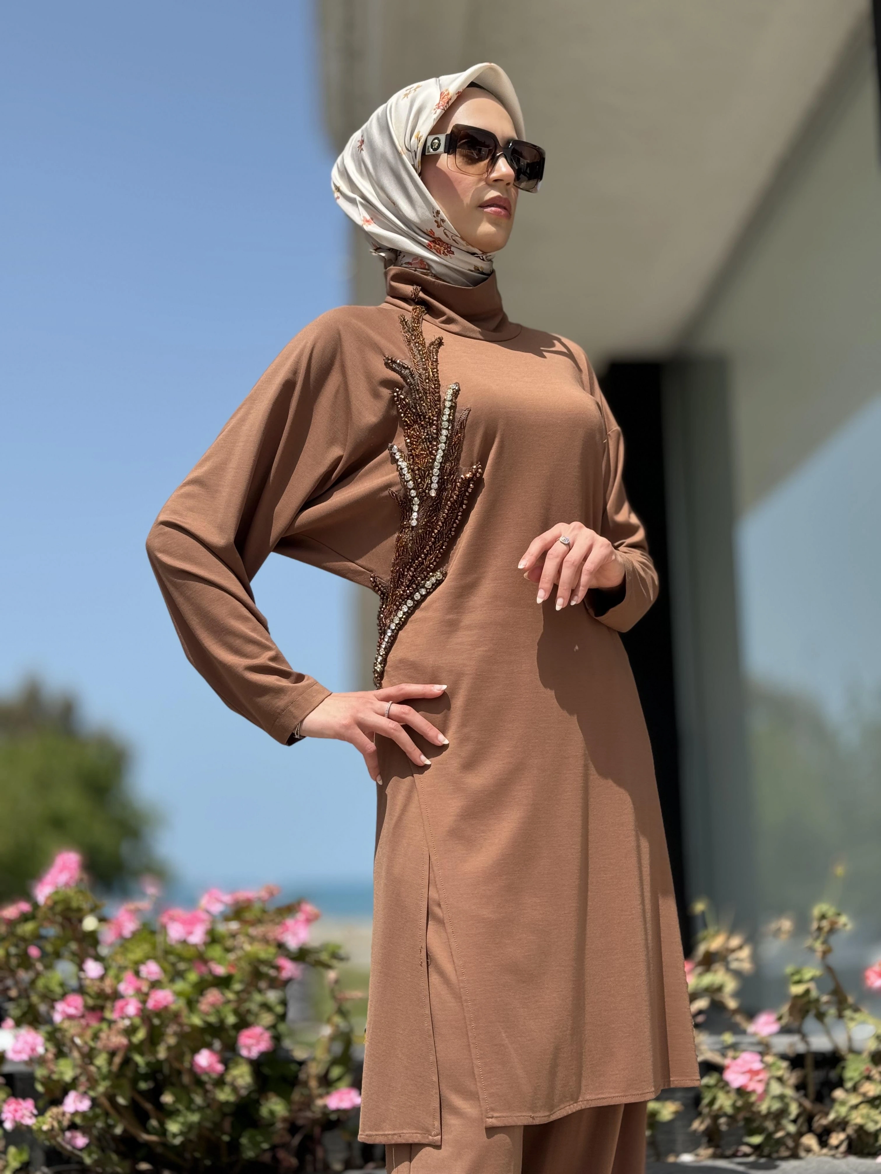Qupra Göğüsü Taşlı Maxi Tunik Pantolon QAY62117