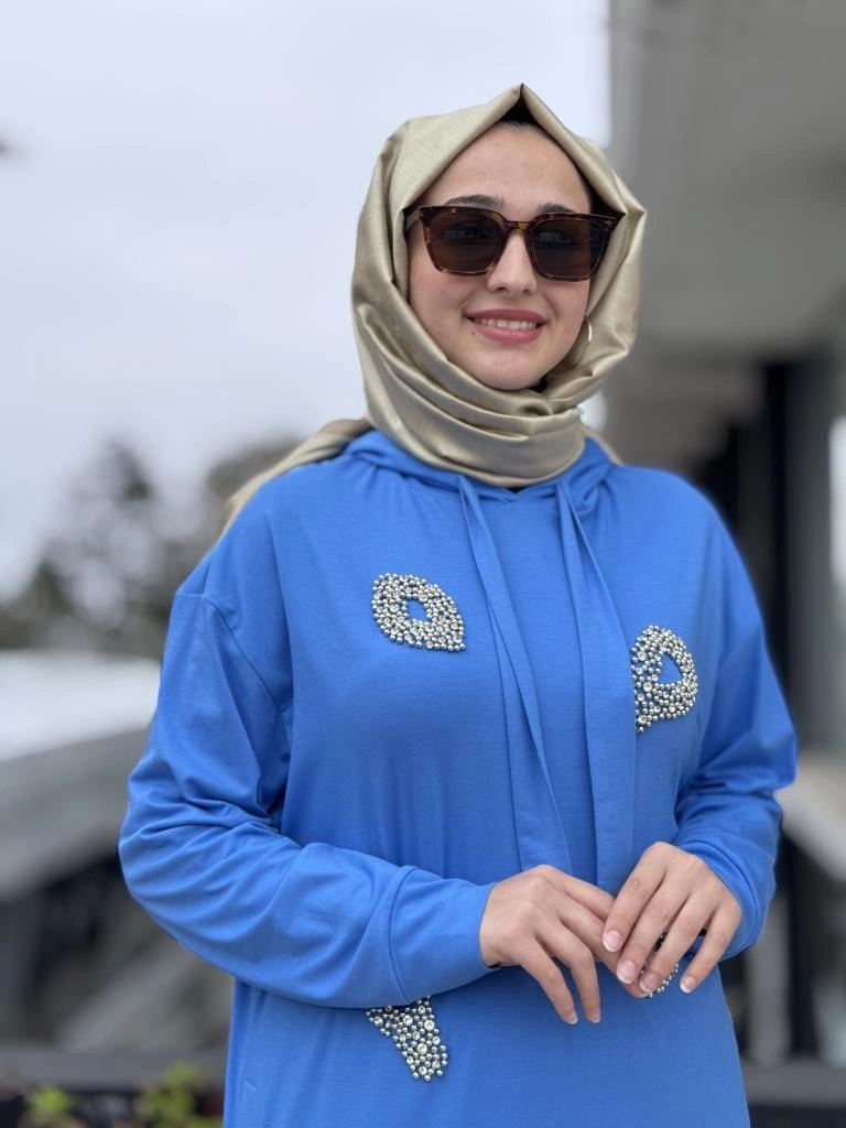 Qupra Önü Kristal Taşlı Tunik Pantolon Takım WAB82119