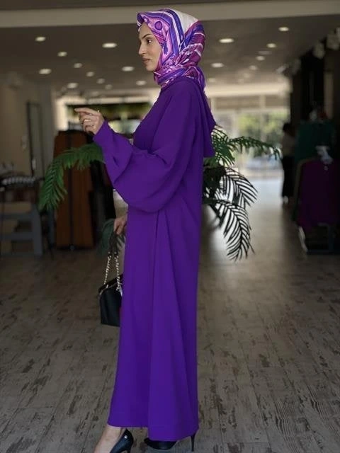 SENNA Andrea Fermuarlı Mor Abaya 4011S23