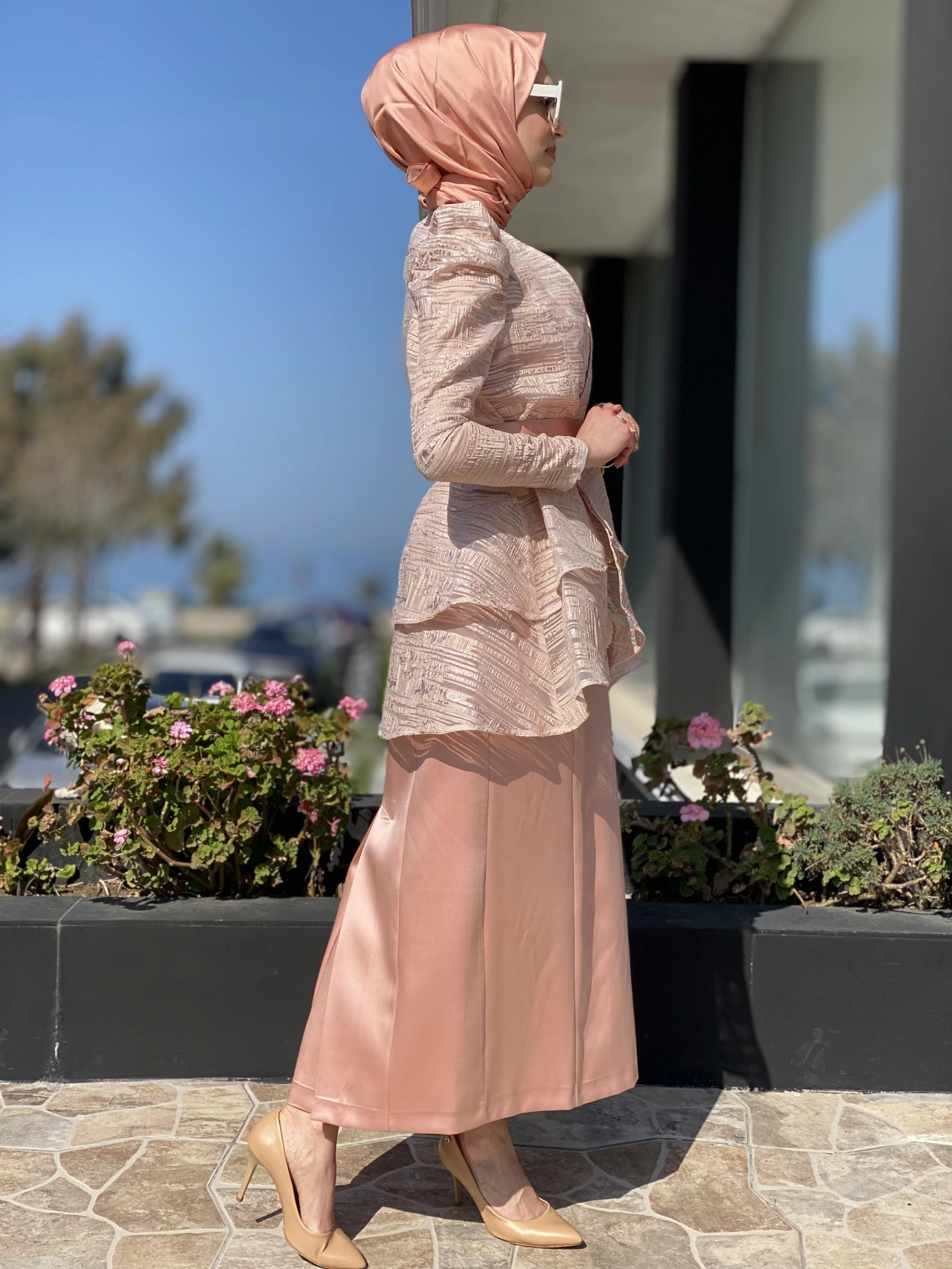 SENNA Fealty Rose Organze Ceket Abiye Elbise Takım 9056S23