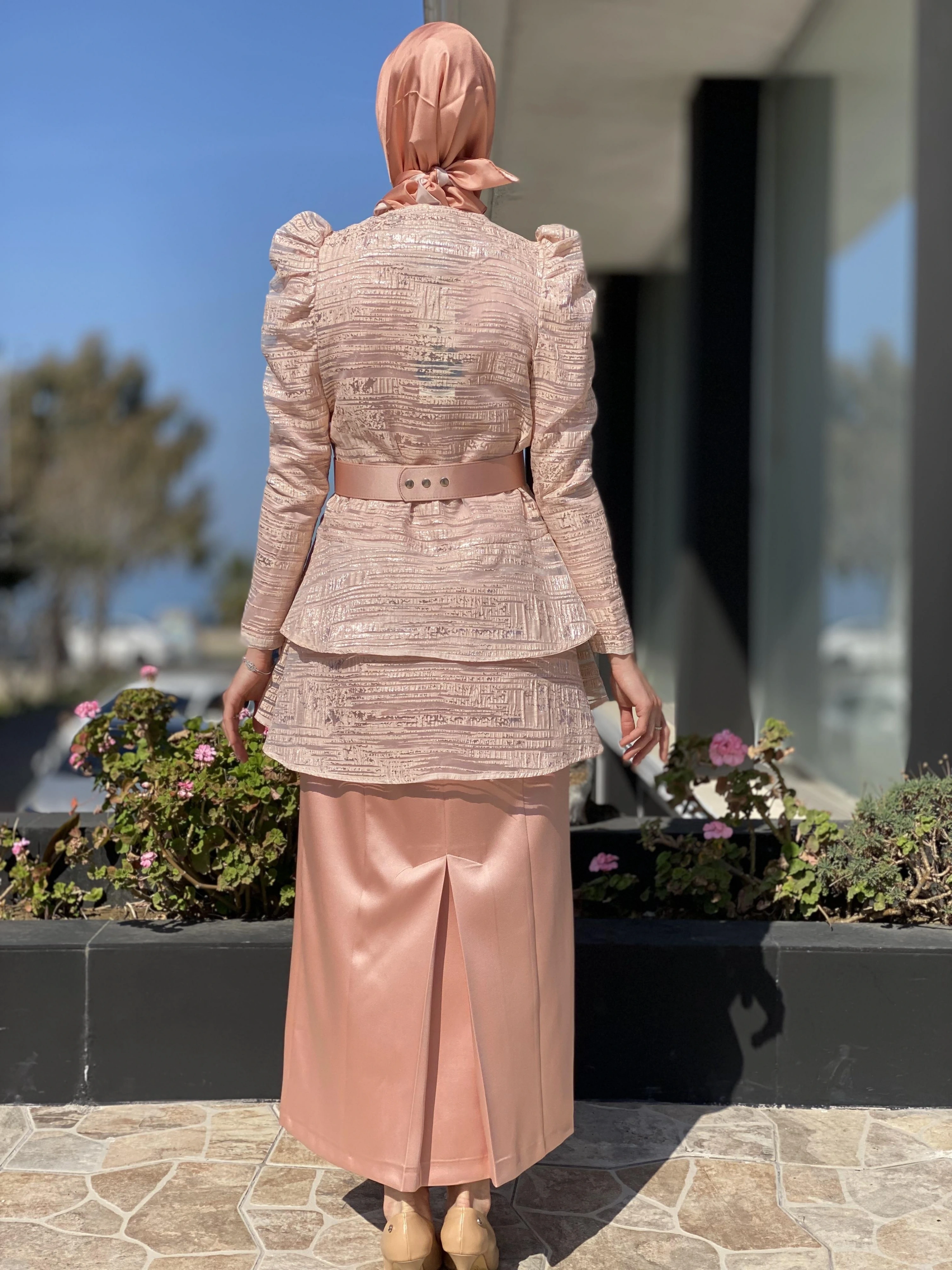 SENNA Fealty Rose Organze Ceket Abiye Elbise Takım 9056S23