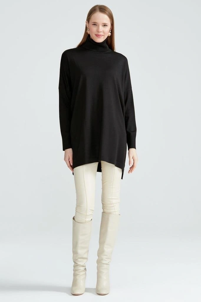 Tığ Triko Balıkçı Yaka Oversize Basic Triko Tunik TNK21135