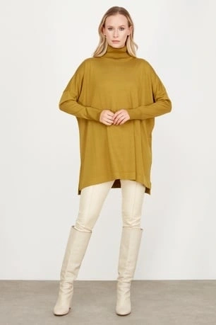 Tığ Triko Balıkçı Yaka Oversize Basic Triko Tunik TNK21135