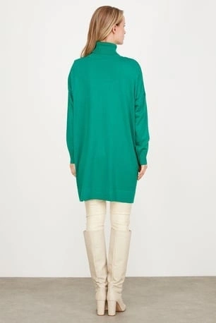Tığ Triko Balıkçı Yaka Oversize Basic Triko Tunik TNK21135