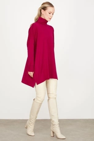 Tığ Triko Balıkçı Yaka Oversize Basic Triko Tunik TNK21135