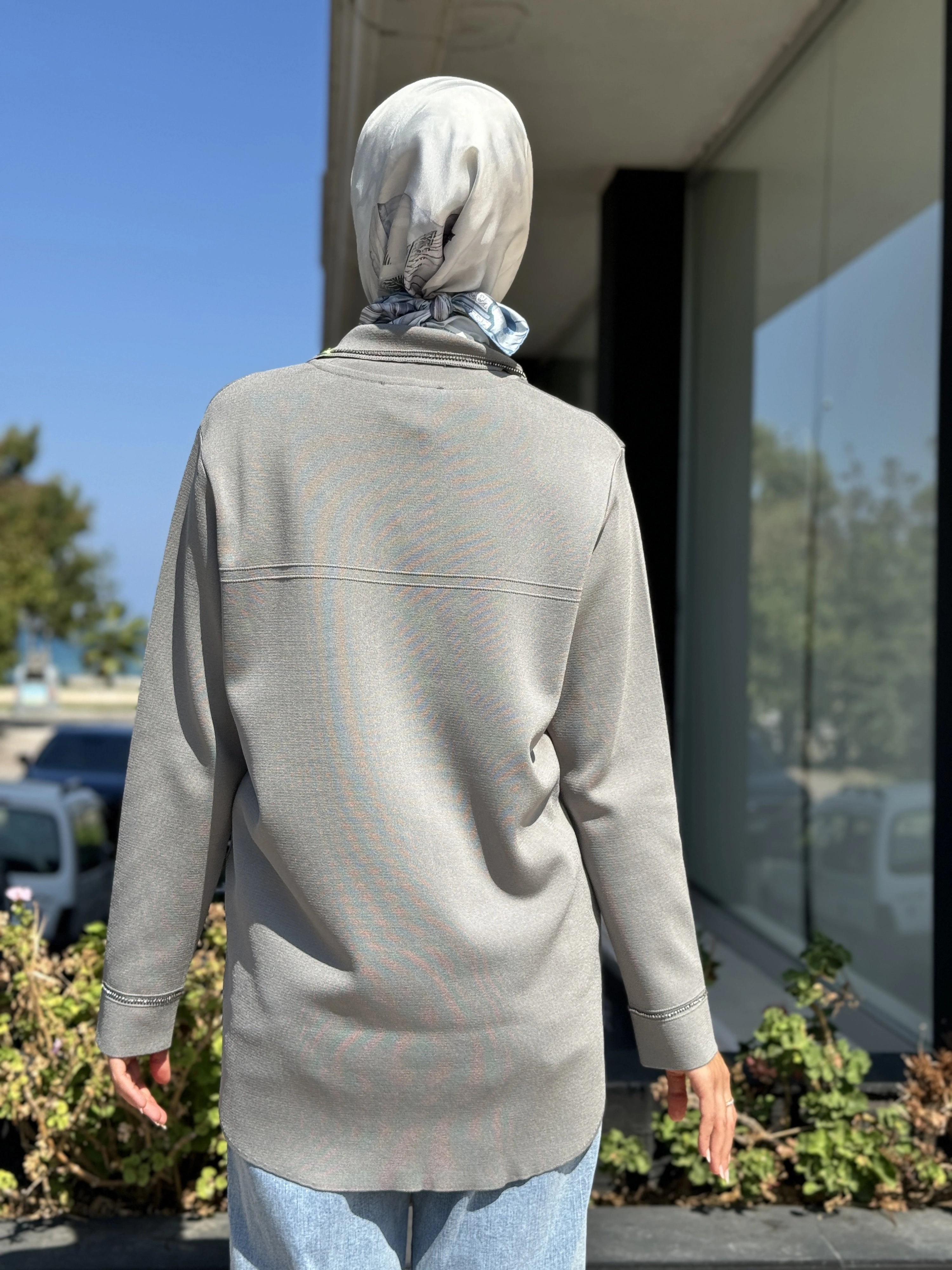 Tığ Triko Cep Detaylı Polo Yakalı Rayon Triko Hırka HRK21562