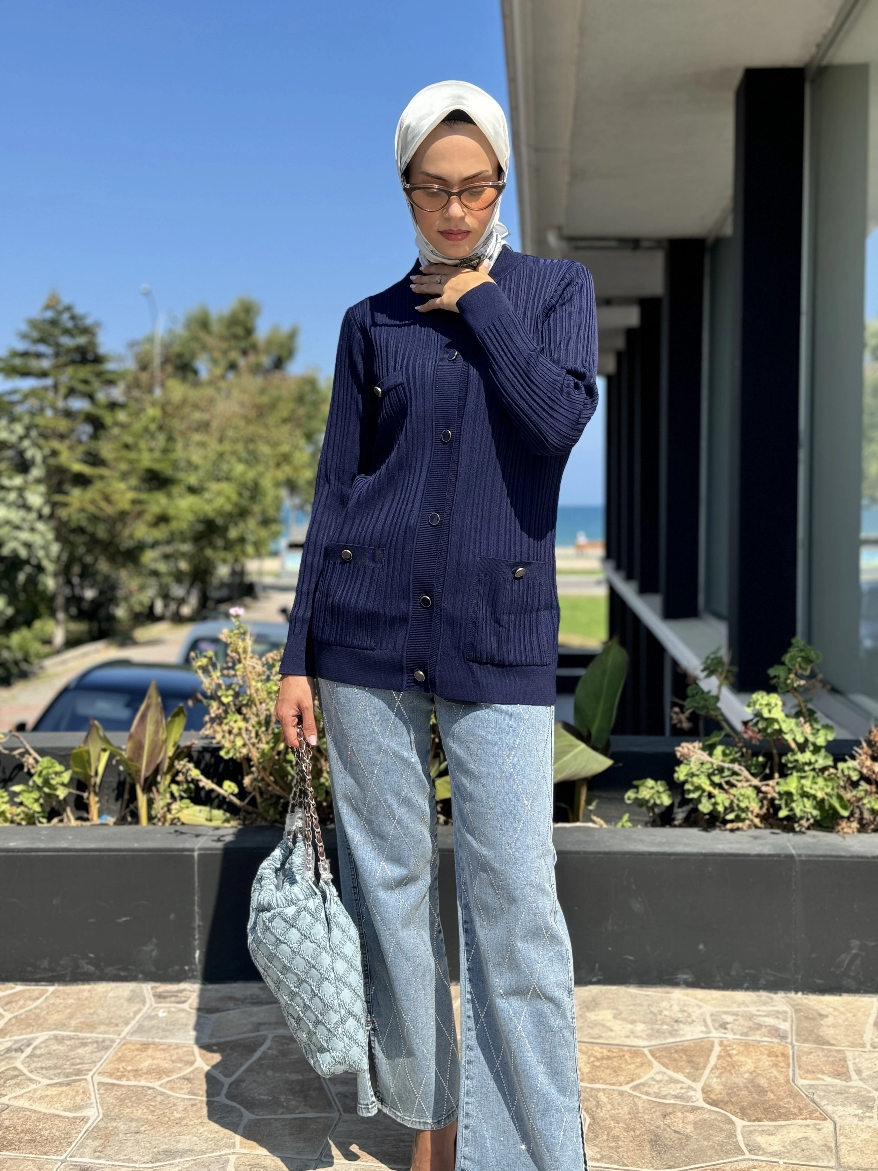 Tığ Triko Cep Detaylı Triko Hırka HRK21546