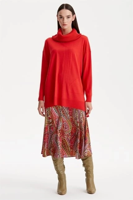 Tığ Triko Degaje Yaka Triko Tunik TNK21262