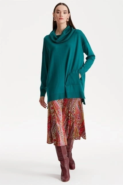 Tığ Triko Degaje Yaka Triko Tunik TNK21262