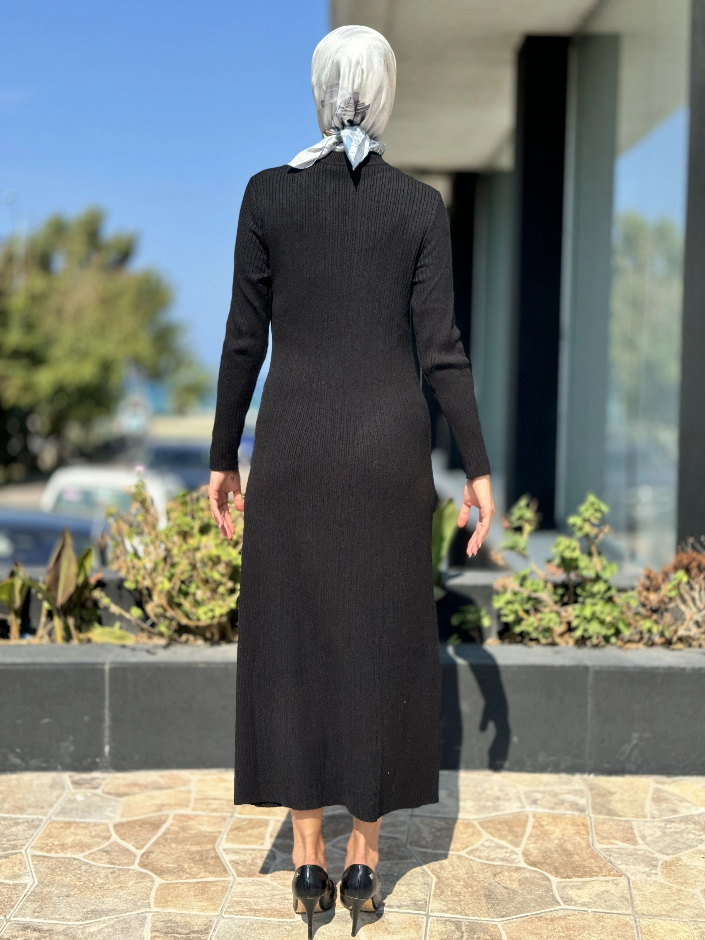 Tığ Triko Fitilli Yarım Balıkçı Triko Elbise ELB21631