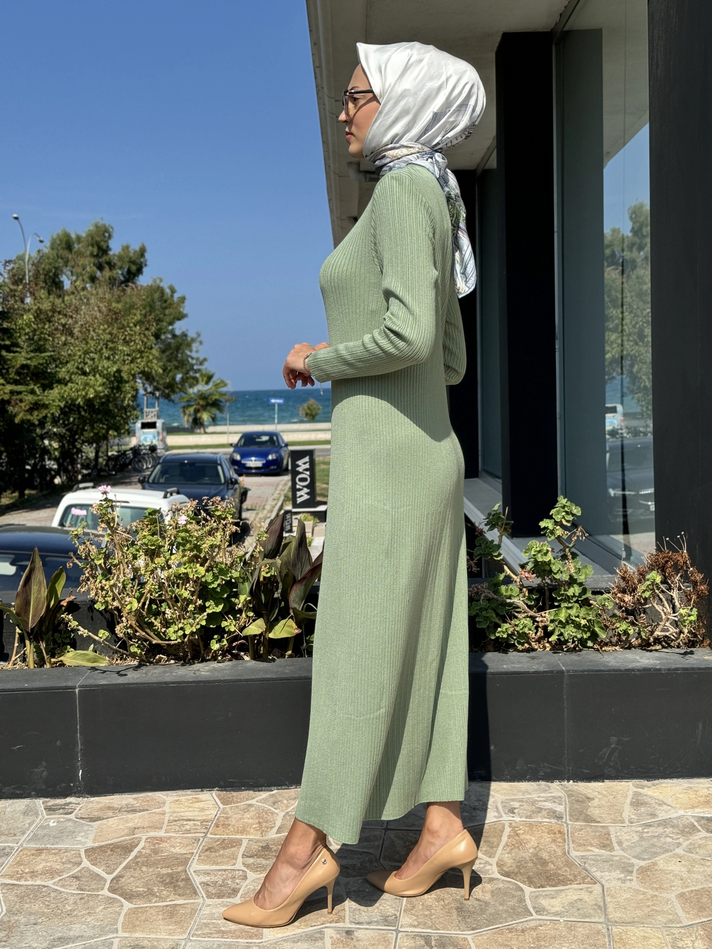 Tığ Triko Fitilli Yarım Balıkçı Triko Elbise ELB21631