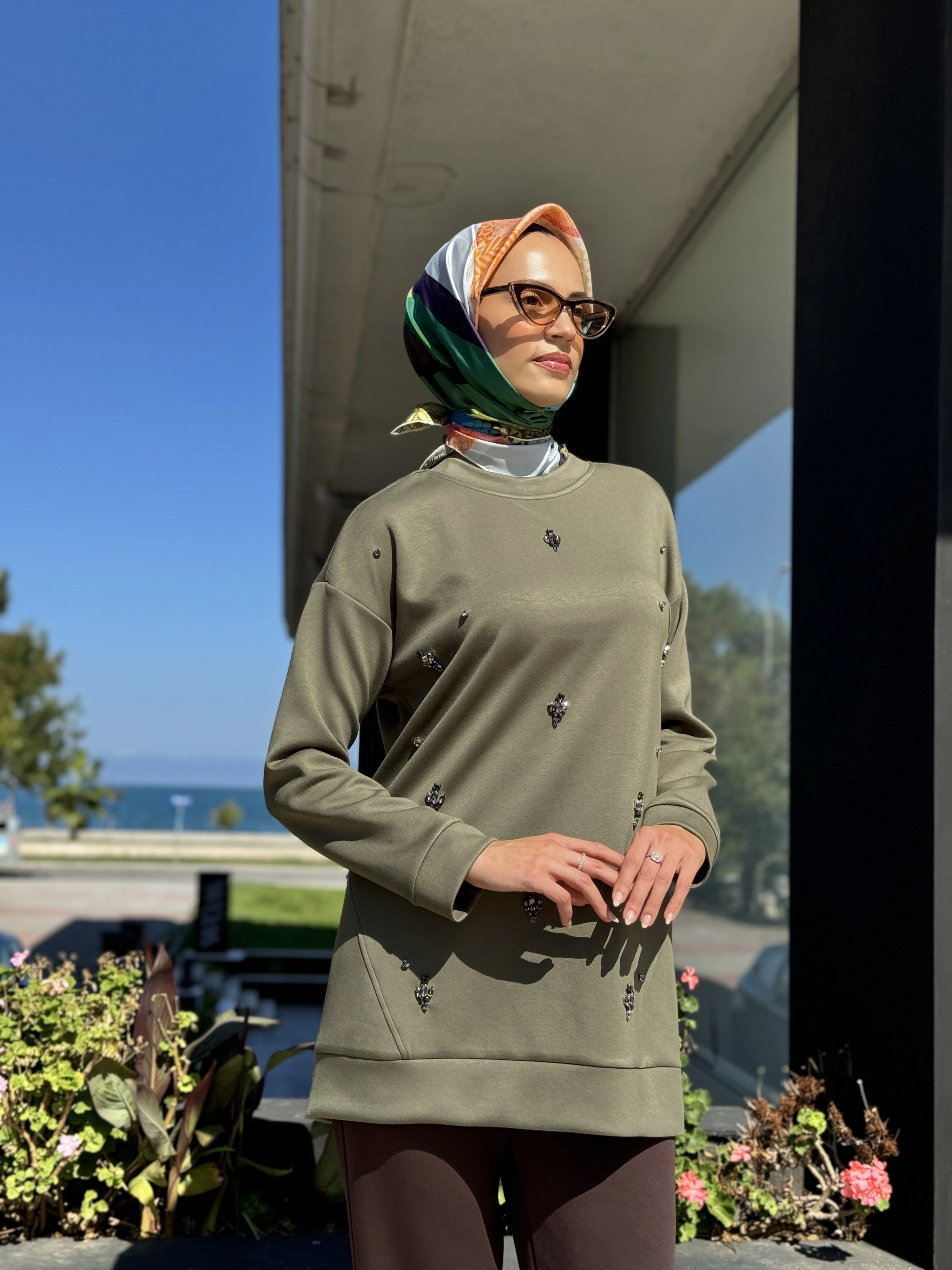 Tığ Triko Taş İşlemeli Spor Tunik TKM1971