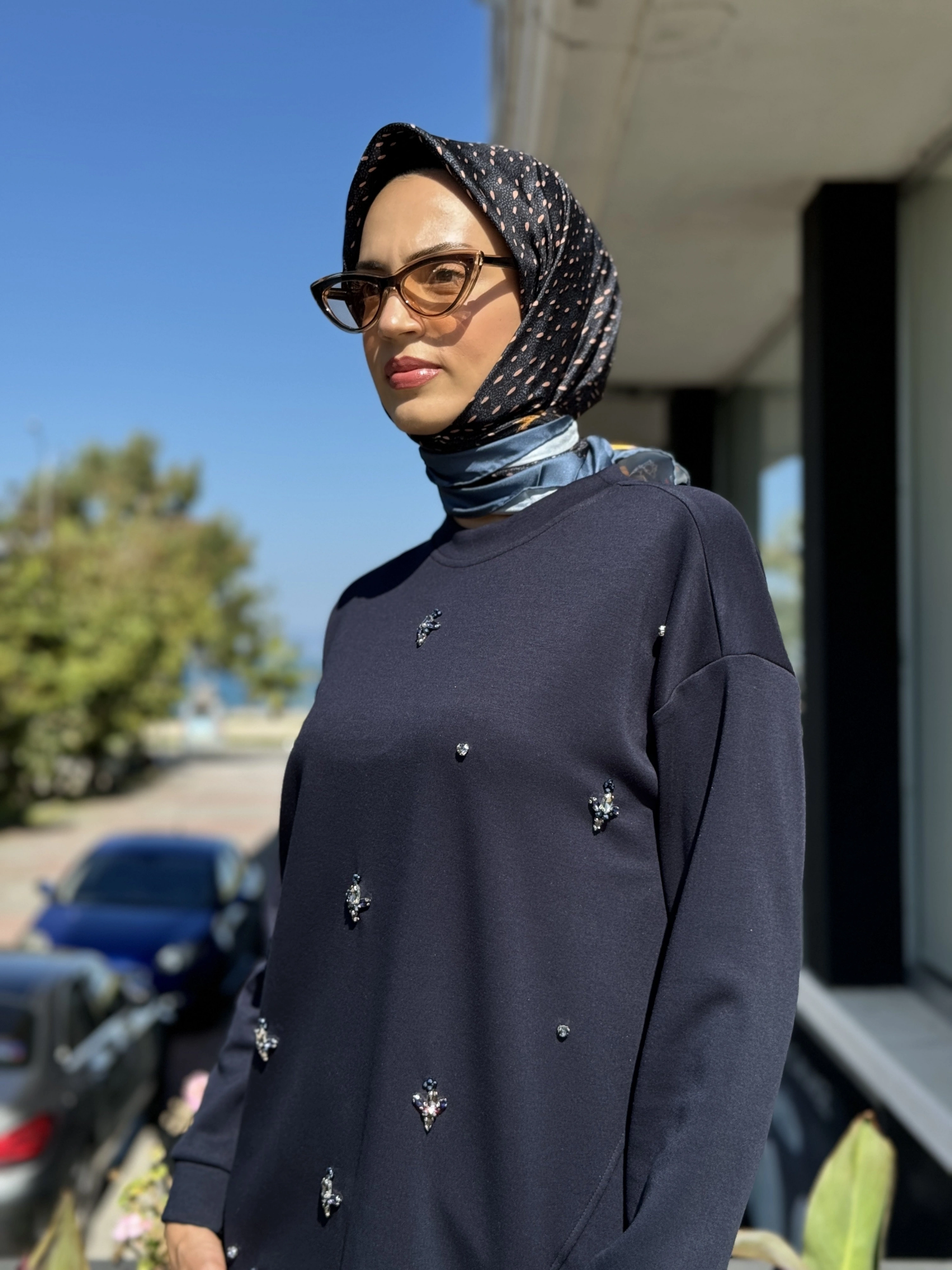 Tığ Triko Taş İşlemeli Spor Tunik TKM1971