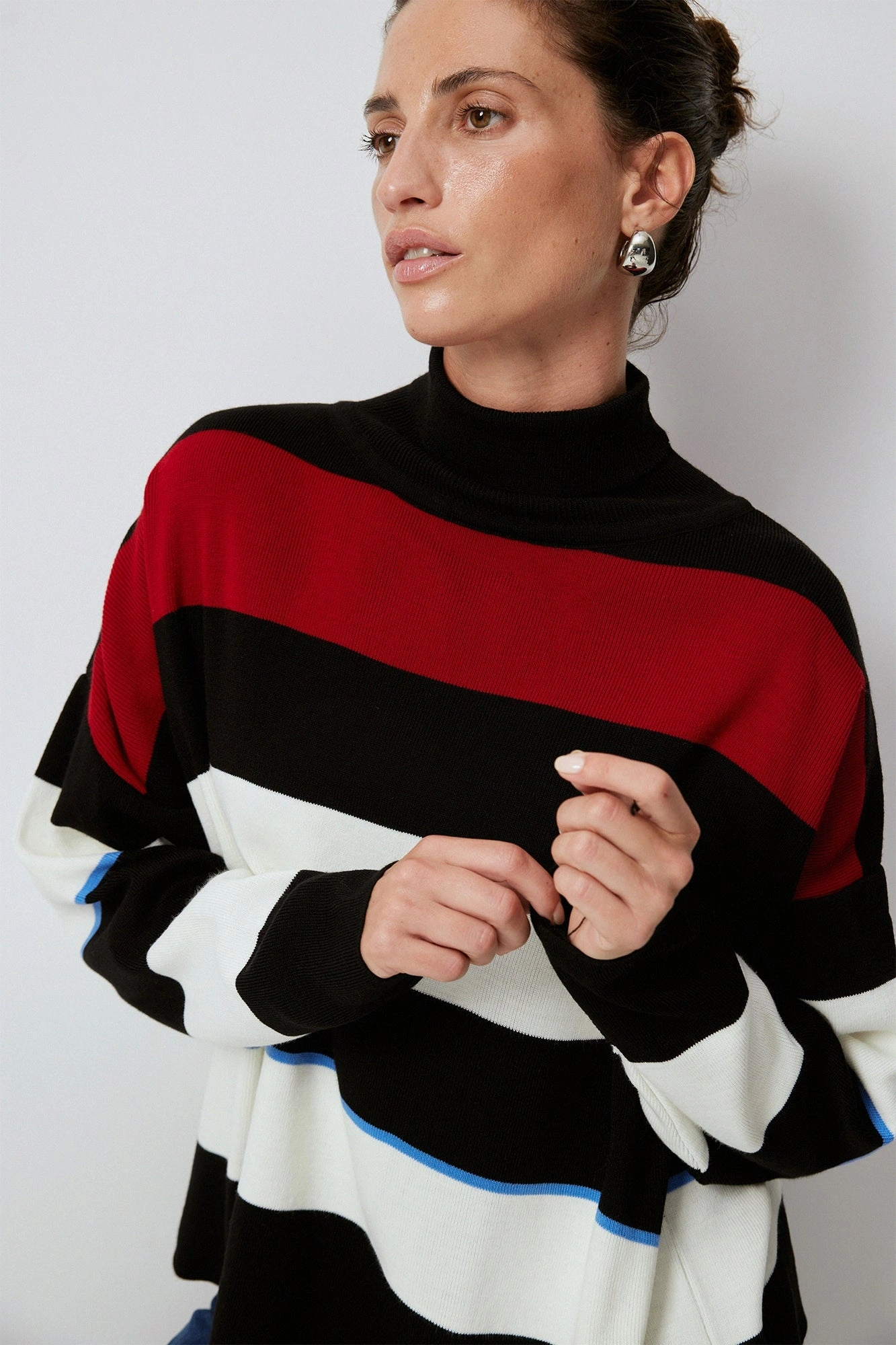 Touche Boğazlı Çizgili Kazak 23F1XD106