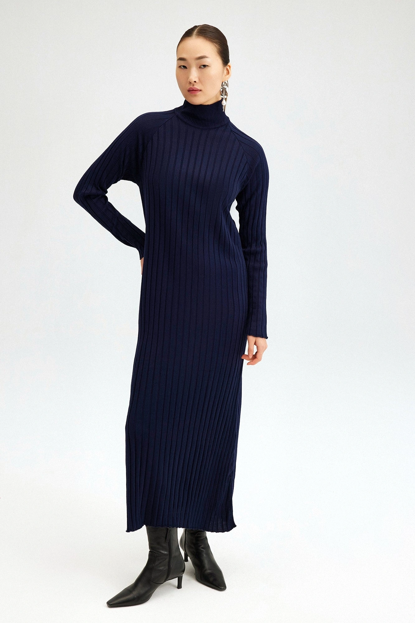 Touche Fitilli Dik Yaka Triko Elbise 23F1XD80