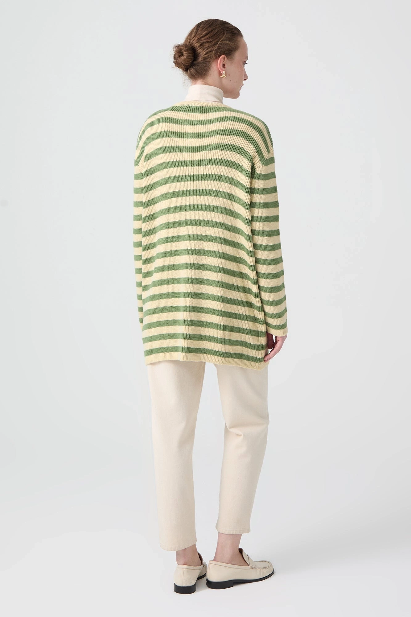 Touche Gold Düğmeli Çizgili Uzun Hırka 23F1XD166