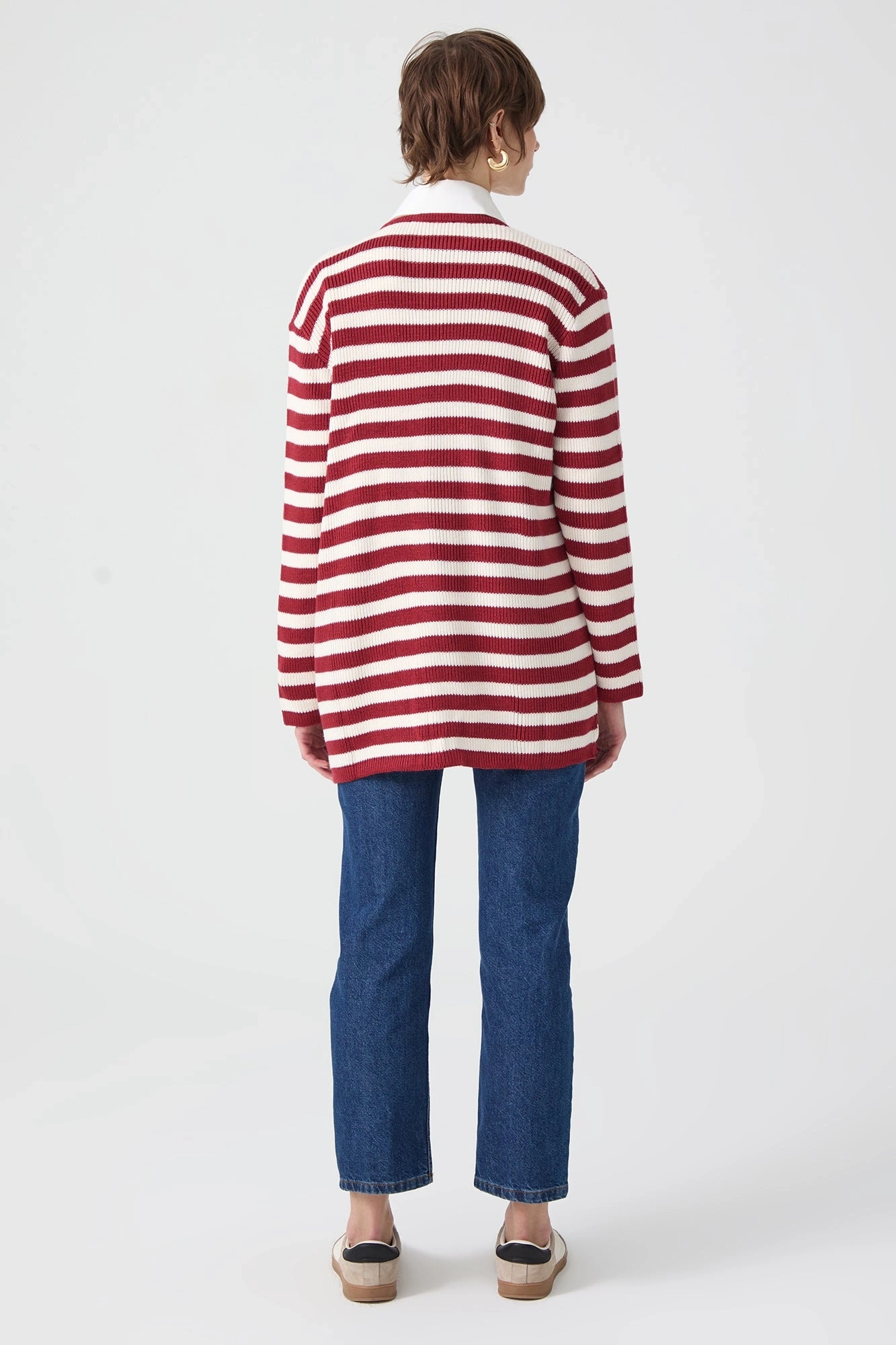 Touche Gold Düğmeli Çizgili Uzun Hırka 23F1XD166