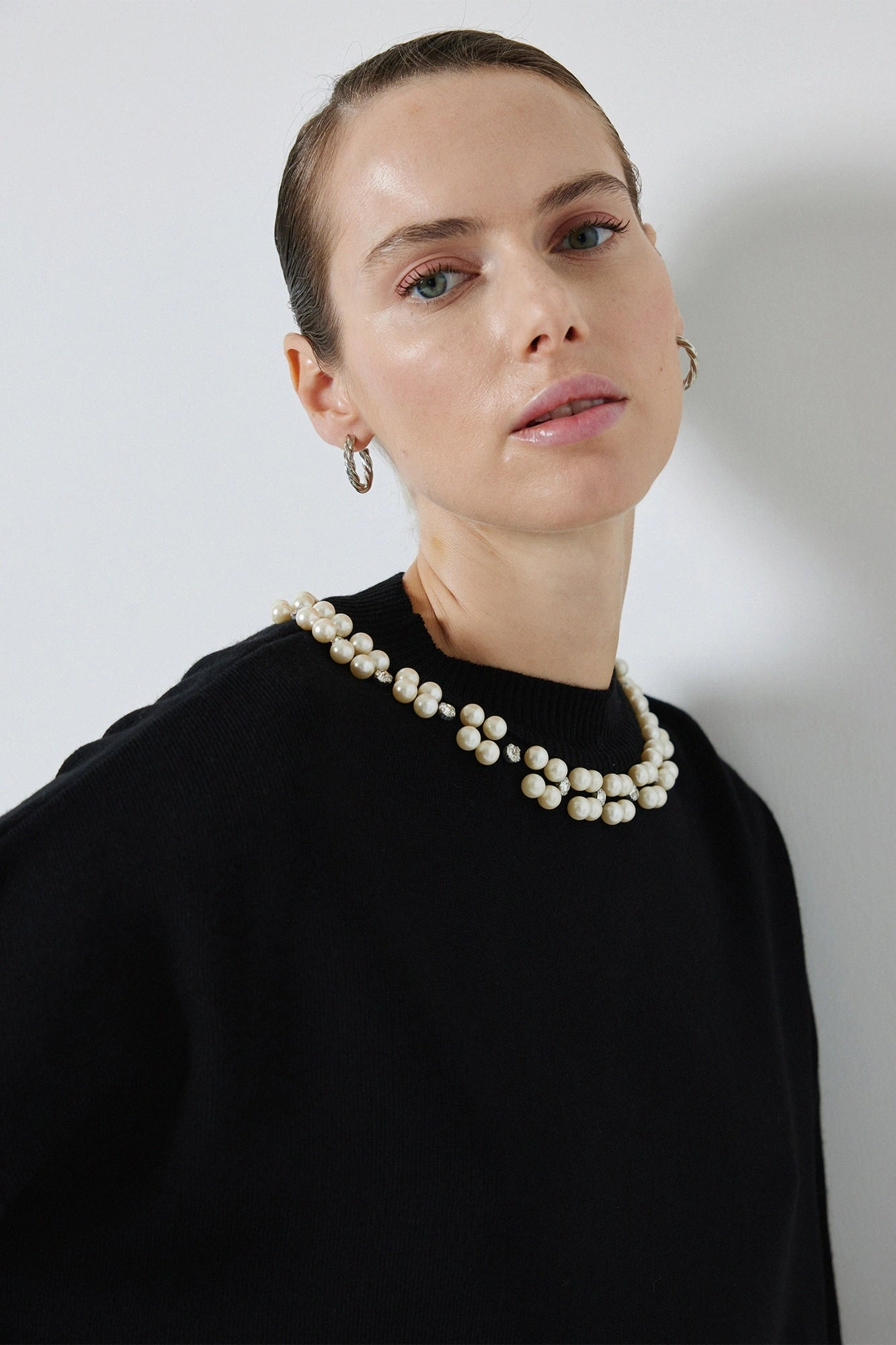 Touche Yakası İncili Triko Kazak 24F1XD053