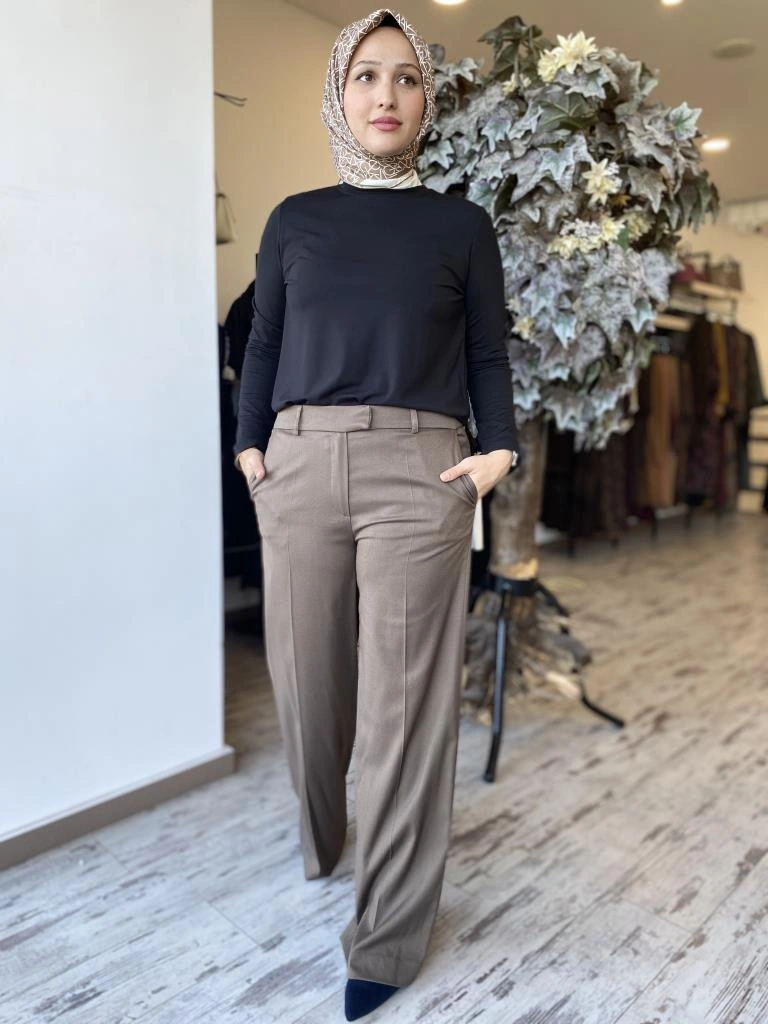 Yeşim Özcan Beli Lastikli Palazzo Gala Pantolon 124K12008