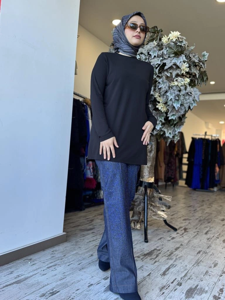 Yeşim Özcan Taşlı Denim Pantolon 124K12019