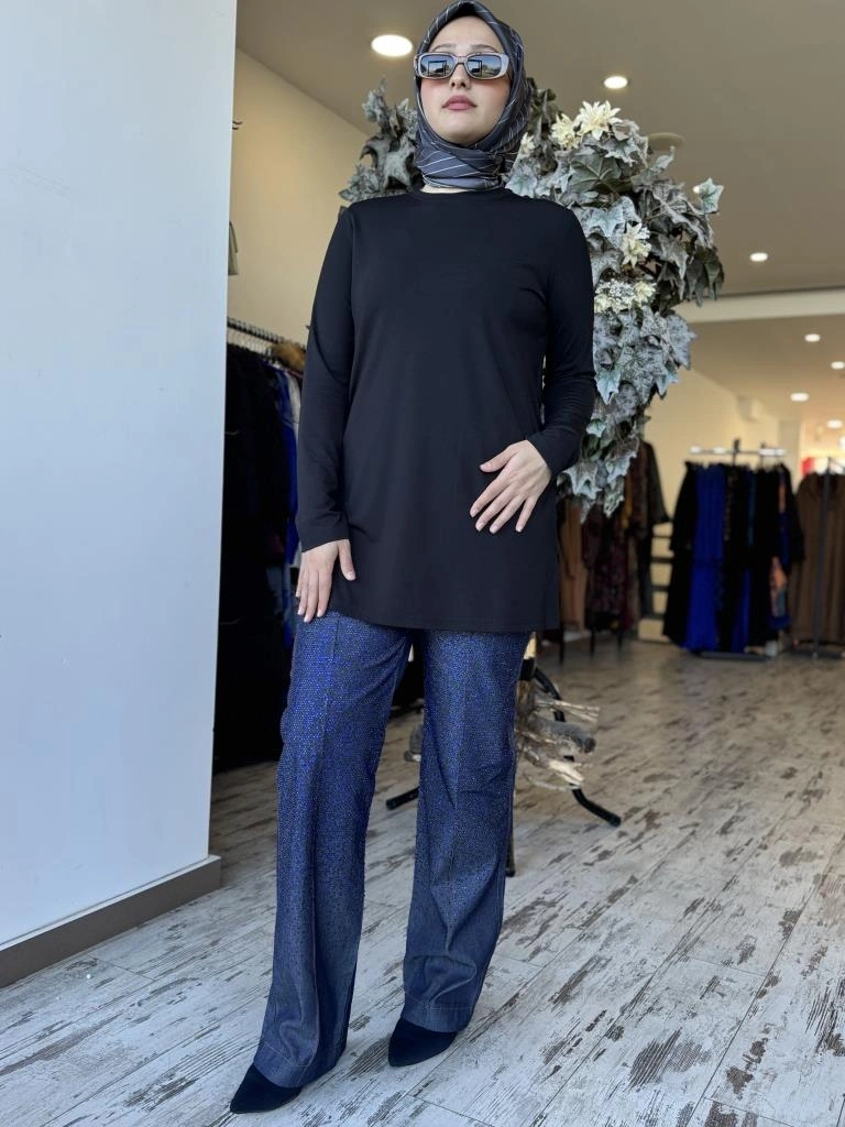 Yeşim Özcan Taşlı Denim Pantolon 124K12019