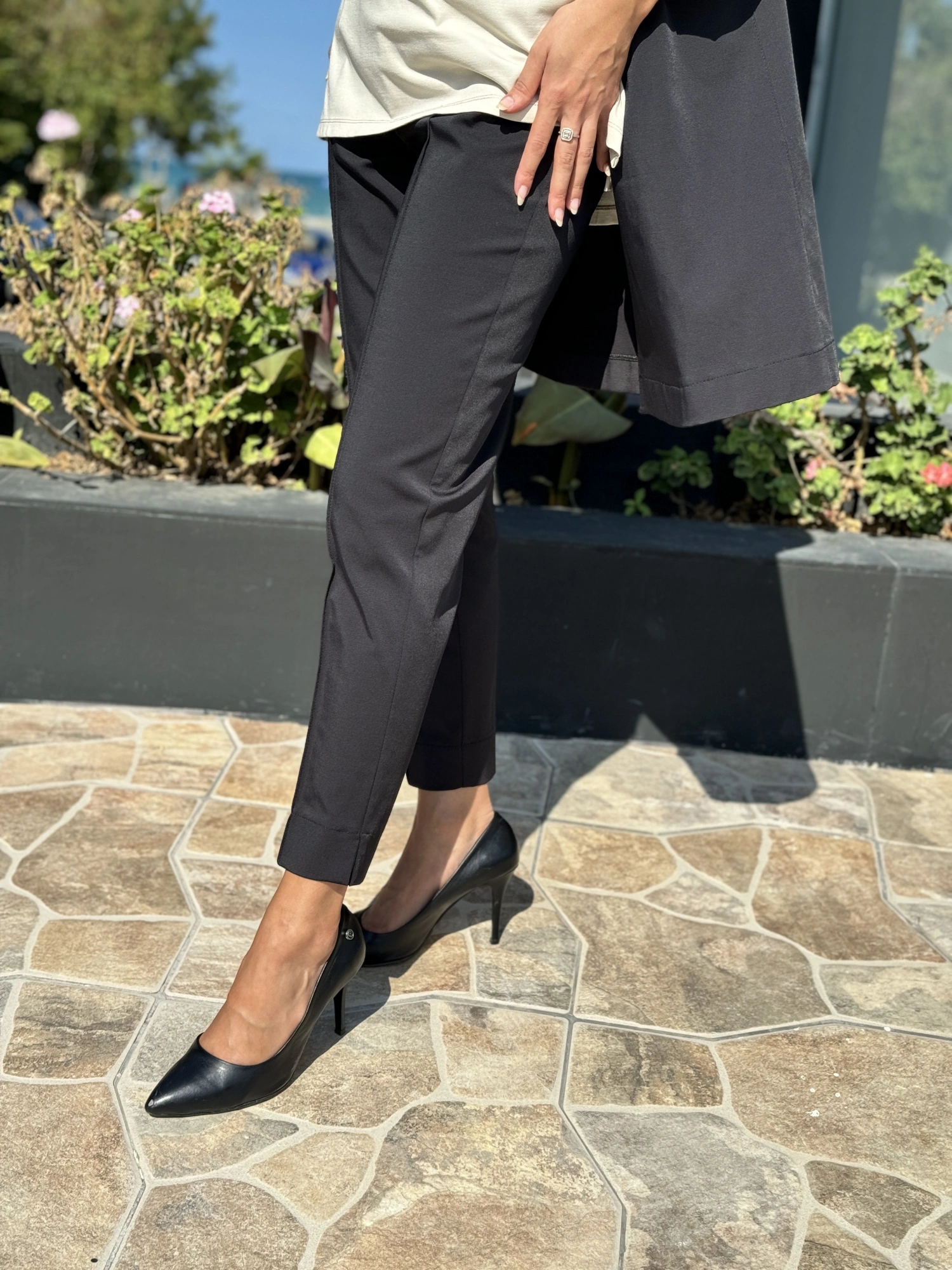 Almarwah  Beli Lastikli Kanvas Siyah Pantolon 606063